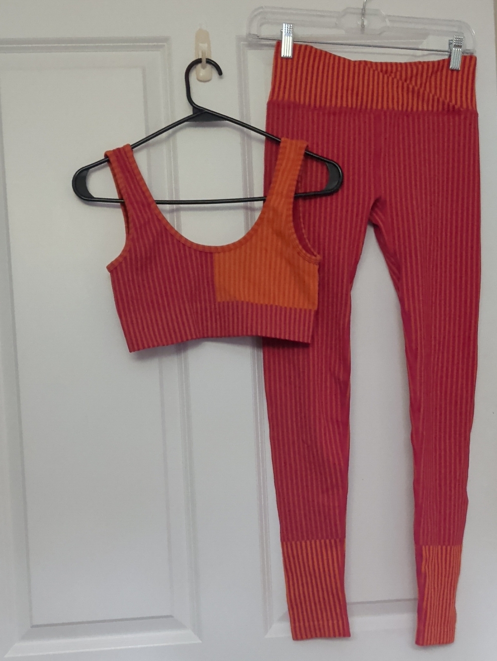 Forever 21 Red and Orange Ribbed Tank & Legging Set